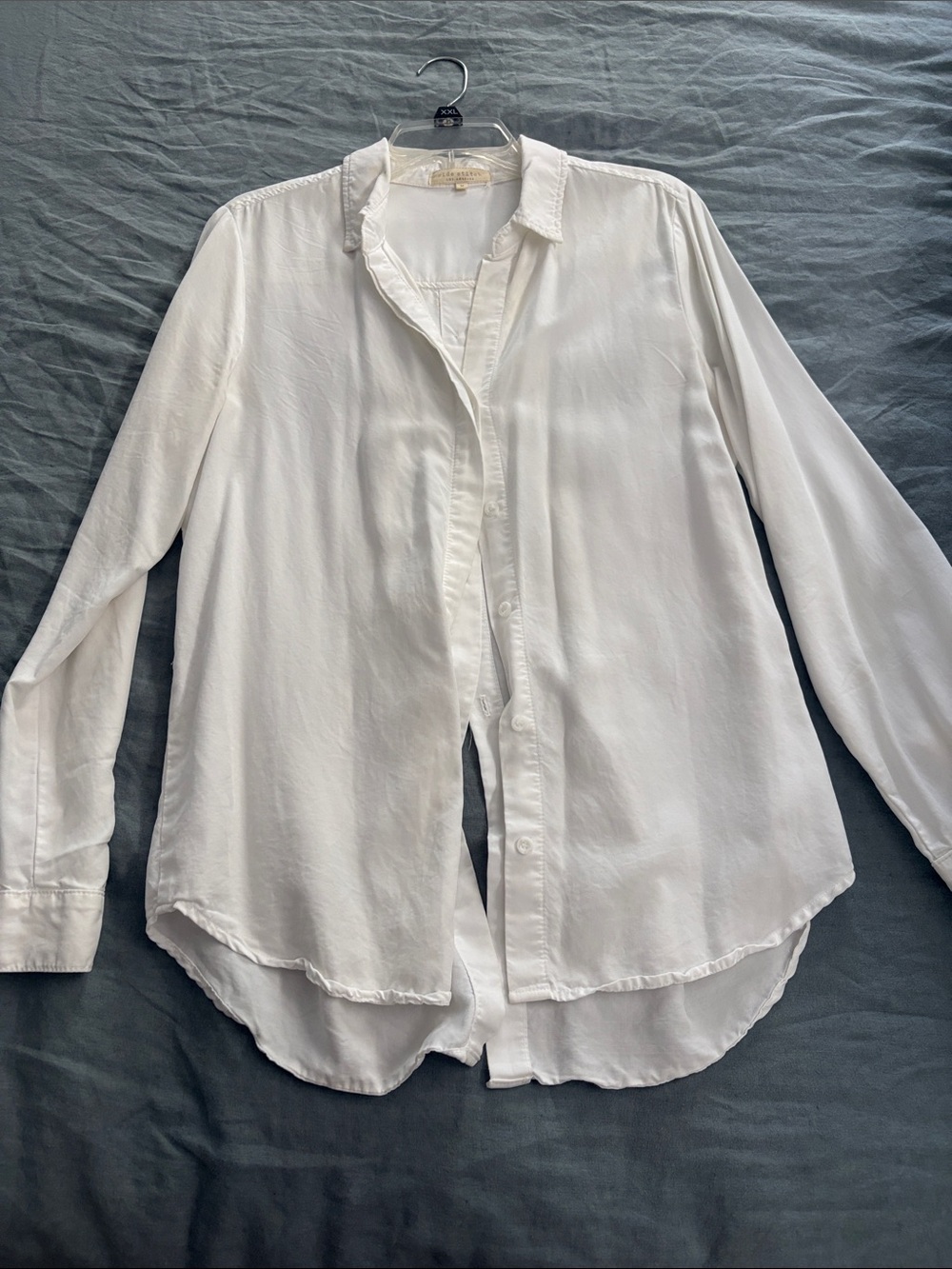 Side Stitch White Button-Down Shirt for Women